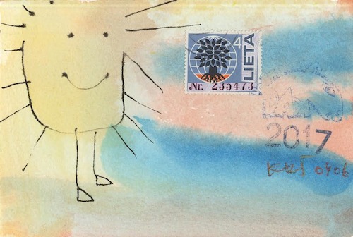 Cartoon: the Sun came out for a walk (medium) by Kestutis tagged dada,postcard,mail,art,kestutis,lithuania