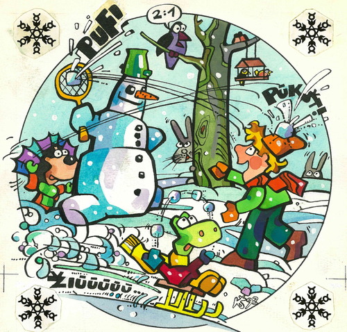 Cartoon: Winter (medium) by Kestutis tagged green,magazine,animal,nature,lithuania,kestutis,kinder,winter