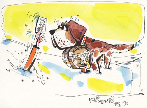 Cartoon: Winter Olympic. Help Press (medium) by Kestutis tagged bernhardiner,dog,press,help,lithuania,kestutis,bernards,2014,sochi,snow,whisky,sports,olympic,winter,hund
