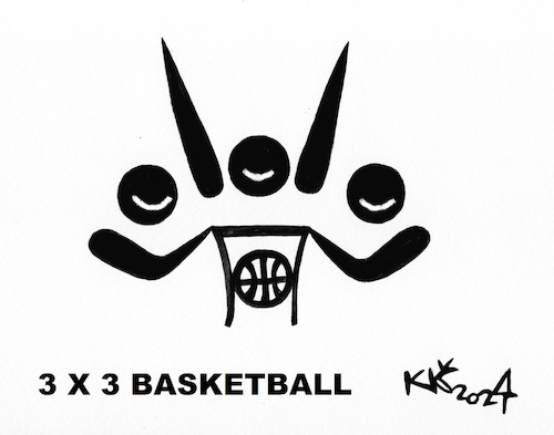 Cartoon: Basketball. Emblem project (medium) by Kestutis tagged basketball,smile,emblem,projekt,kestutis,lithuania,olympic,games,paris,24