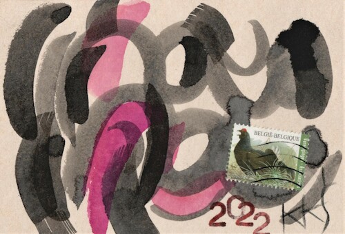 Cartoon: Bird is a mysterious work of art (medium) by Kestutis tagged bird,art,mysterious,work,dada,postcard,philately,kestutis,lithuania