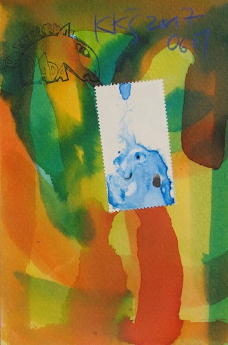 Cartoon: Blue dog (medium) by Kestutis tagged dog,dada,mail,art,postcard,kestutis,lithuania