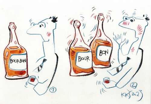 Cartoon: Bourbon. The ninth cup (medium) by Kestutis tagged bourbon,cup,whisky,ninth,kestutis,lithuania
