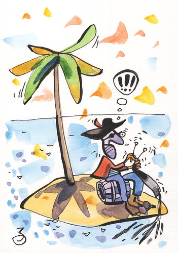 Cartoon: DILIGENT PIRATE (medium) by Kestutis tagged lithuania,siaulytis,kestutis,island,comic,strip,desert,pirate,diligent,hat,adventure