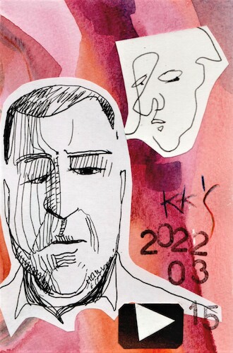 Cartoon: Dmitry Potapenko (medium) by Kestutis tagged sketch,dada,postcard,youtube,kestutis,lithuania