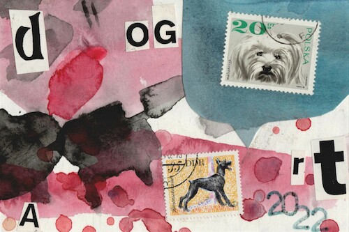 Cartoon: Dog Art (medium) by Kestutis tagged dada,postcard,dog,art,kunst,hund,philately,kestutis,lithuania