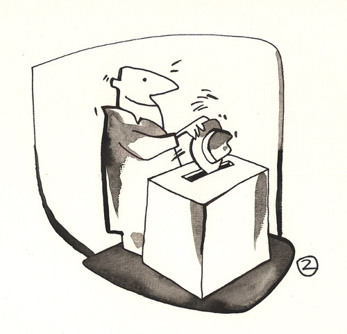 Cartoon: ELECTIONS LEADER (medium) by Kestutis tagged photographers,reporters,hat,lithuania,siaulytis,kestutis,leader,election
