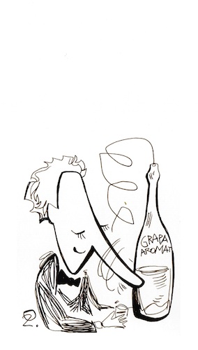 Cartoon: Grapa aromatica (medium) by Kestutis tagged grapa,alcohol,smell,grape,italy,kestutis,lithuania,holiday