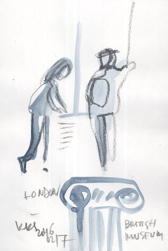 Cartoon: In the Britich museum (medium) by Kestutis tagged sketch,museum,britain,art,kunst,kestutis,lithuania,london