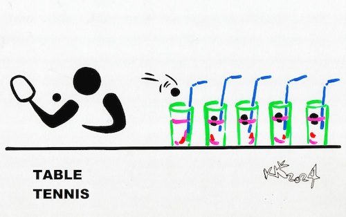 Cartoon: Interpretation of signs. Table t (medium) by Kestutis tagged table,kestutis,lithuania,sports,tennis,paris,2024,olympic,games,signs,interpretation