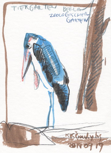 Cartoon: Marabu (medium) by Kestutis tagged berlin,sketch,garten,baum,vogel,zoologischer,lithuania,kestutis,garden,tree,bird