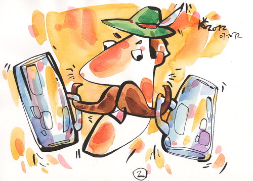 Cartoon: OKTOBERFEST - 6. GOOD BEER! (medium) by Kestutis tagged lithuania,siaulytis,kestutis,becher,mug,glass,hat,whiskers,oktoberfest,strip,bier,schnurrhaare,beer,good,new,adventure