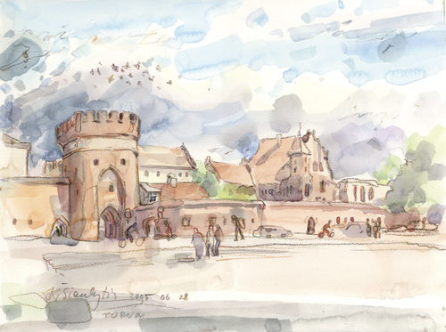 Cartoon: POLAND. TORUN. VISTULE. VISLA (medium) by Kestutis tagged aquarell,poland,watercolor,sketch