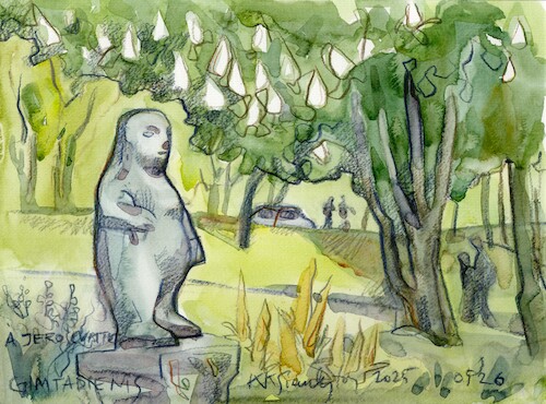 Cartoon: Resort town motifs. Druskininkai (medium) by Kestutis tagged watercolor,sketch,art,kunst,resort,druskininkai,town,kestutis,lithuania