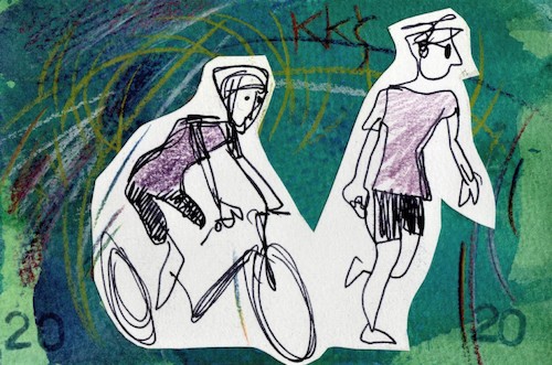 Cartoon: Sketch. In a forest park (medium) by Kestutis tagged sketch,kestutis,lithuania,postcard,art,kunst