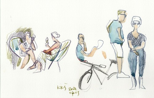 Cartoon: Vilnius in the summer 6 (medium) by Kestutis tagged sketch,park,cafe,summer,kestutis,lithuania,vilnius