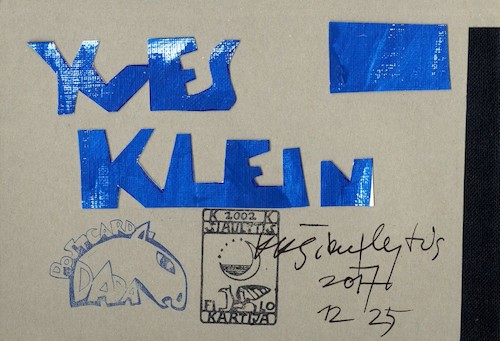 Cartoon: Yves Klein (medium) by Kestutis tagged yves,klein,art,kunst,dada,blue,postcard,kestutis,lithuania