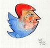 Cartoon: Donald Trump as Twitter (small) by Kestutis tagged donald,trump,communication,information,elections,twitter,elon,musk,kestutis,lithuania