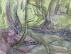 Cartoon: Forest stream (small) by Kestutis tagged forest,stream,art,kunst,watercolor,summer,kestutis,lithuania