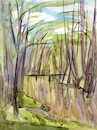 Cartoon: Forest stream plein air (small) by Kestutis tagged watercolor forest pleinair art kunst kestutis lithuania