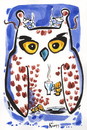 Cartoon: NIGHT OWL - COFFEE OWL (small) by Kestutis tagged peace,frieden,coffee,eule,owl,maus,night,happy,new,year