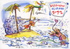 Cartoon: OLYMPIC ISLAND. Water polo (small) by Kestutis tagged water polo london 2012 summer insel squid parrot plastic containers packing goalkeeper island desert olympic palm sport kestutis siaulytis nature environment ecological animal lithuania ocean