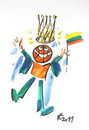 Cartoon: ROYAL BASKETBALL (small) by Kestutis tagged basketball,flag,crown,fans,fiesta,kestutis,lithuania