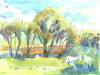 Cartoon: VILLAGE IDYLL. ZIEGE (small) by Kestutis tagged watercolors,sketch,idyll,village,lithuania,kestutis,ziege,ländliche,idylle