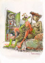 Cartoon: ohne Titel (small) by jiribernard tagged heimkehr,marsmänchen,außerirdischer,astronaut,überraschung,seitensprung,erwischt