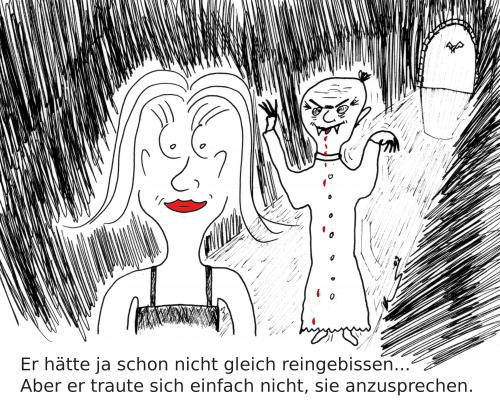 Cartoon: Ansprechen (medium) by al_sub tagged schüchtern,vampir,biss,ansprechen