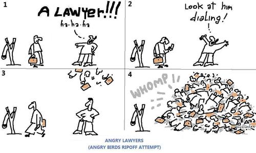 Cartoon: angry birds ripoff attempt (medium) by ouzounian tagged angrybirds,lawyers