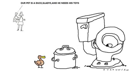 Cartoon: ducks and stuff (medium) by ouzounian tagged ducks,pets,toys