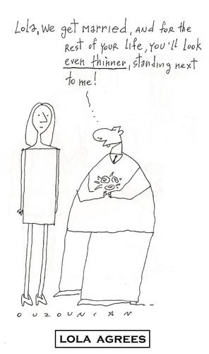 Cartoon: ouzounian (medium) by ouzounian tagged fat,relationships,marriage,women,men,fashions,diets,thin