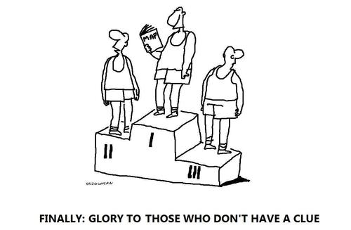 Cartoon: pedestals and stuff (medium) by ouzounian tagged sport,pedestals,awards,idiots