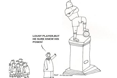 Cartoon: sport and stuff (medium) by ouzounian tagged football,statues,monuments,poses