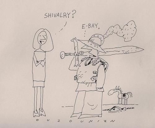 Cartoon: ouzounian (medium) by ouzounian tagged shopping,ebay,chivalry,online,men,women