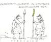 Cartoon: early scientists (small) by ouzounian tagged prehistoric,cucumber,experiment,spear