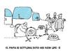 Cartoon: el papa and stuff (small) by ouzounian tagged pope,rome,vatican,popemobile