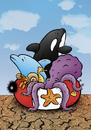 Cartoon: Salvation (small) by dragas tagged dragas,pancevo,serbia,fish,sea,drought,lifesave,killer,whale,dolphin