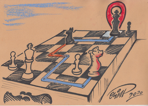 Cartoon: Cartoon by Olimp - GPS 4. (medium) by Olimp tagged olimp,cartoons,transylvania,gps,googlemaps,navigation,chess