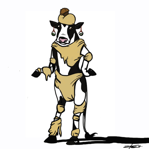 Cartoon: ITS GAGA! (medium) by James tagged cartoon,gaga,lady,meat,cow,toon,character,art,moo,muffin,poker,face