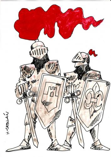 Cartoon: DIFERENCIAS (medium) by HCATALAN tagged caballeros,castillo,escudo,edadmedia