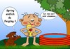Cartoon: ängstlicher Junge (small) by RiwiToons tagged pool,kind,hund,badeente,schwimmring,baum,sommer,hitze