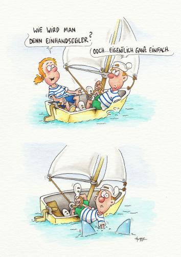 Cartoon: einhandsegler (medium) by ms rainer tagged segeln,boot,einarmig