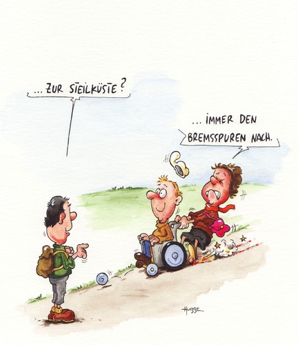 Cartoon: steilküste (medium) by ms rainer tagged behinderung,rollstuhl,urlaub,steilküste,wandern