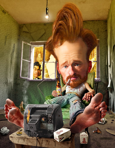 Cartoon: Weekend at Conans (medium) by RodneyPike tagged conan,obrien,stephen,colbert,tv,contest,art,caricature,humor,illustration,manipulation,photo,photomanipulation,photoshop,pike,rodney,rwpike,digital,graphic,celebrity,political,satire