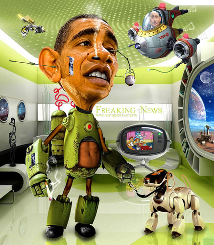 Cartoon: A Parody (medium) by RodneyPike tagged manipulation,photo,photoshop,illustration,caricature,president,omama,barack