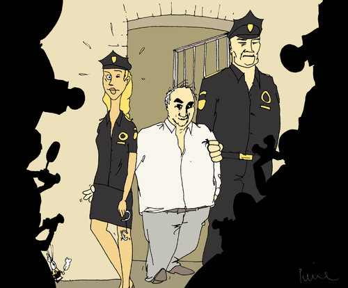 Cartoon: Strauss-Kahn frei! (medium) by Pierre tagged belästigung,sexuelle,york,new,entlassung,muschel,miesmuschel,gefängnis,kahn,strauss,dominique