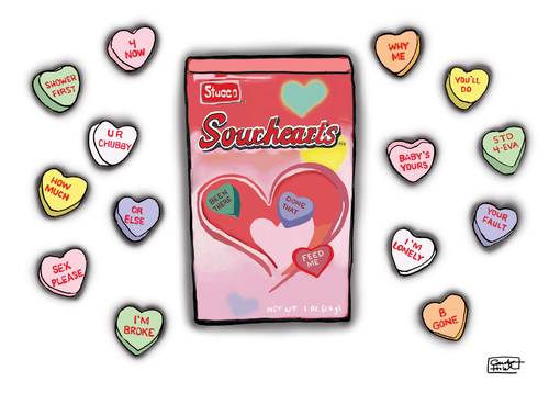 Cartoon: Sourhearts (medium) by a zillion dollars comics tagged candy,tradition,romance,love,holiday