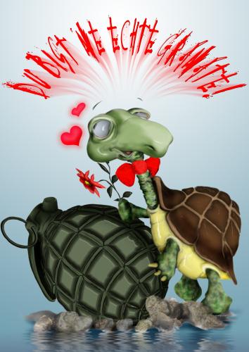 Cartoon: Du bist eine... (medium) by KryCha tagged schildkröte,horny,geil,kompliment,granate